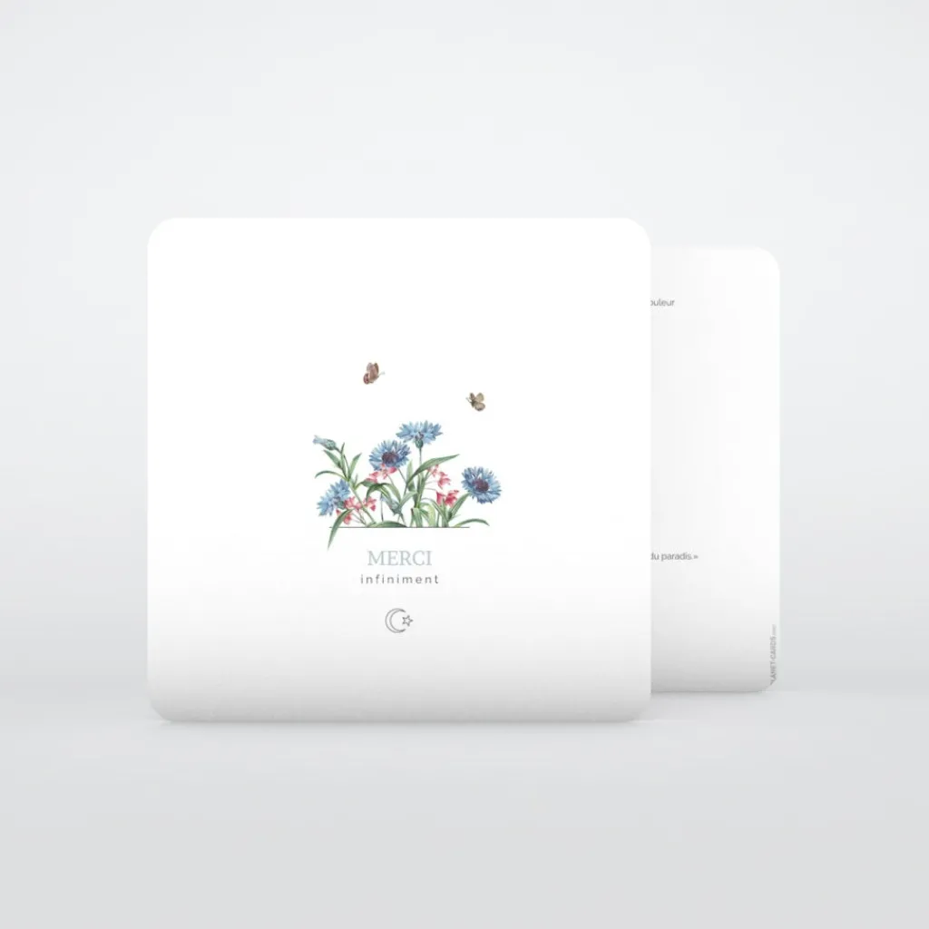 Carte Remerciement Décès^Planet cards Musulman Bleuets