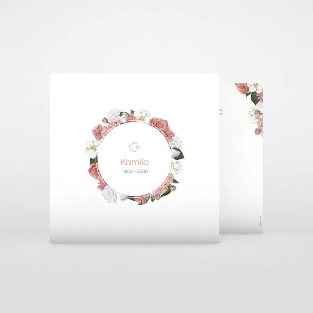 Carte Remerciement Décès^Planet cards Musulman Couronne de Fleurs