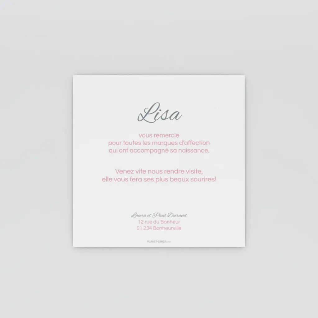 Carte Remerciement Naissance Classique^Planet cards Naissance Magnifique