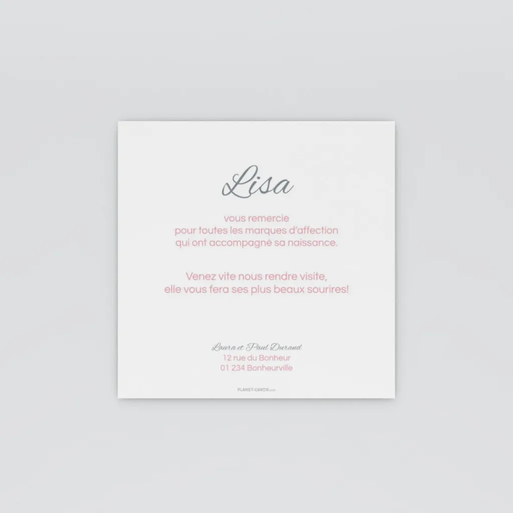 Carte Remerciement Naissance Classique^Planet cards Naissance Magnifique