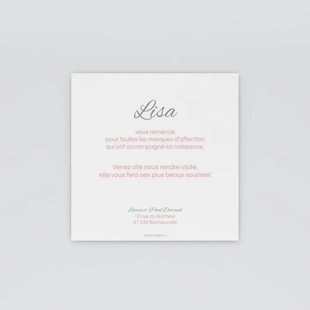 Carte Remerciement Naissance Classique^Planet cards Naissance Magnifique