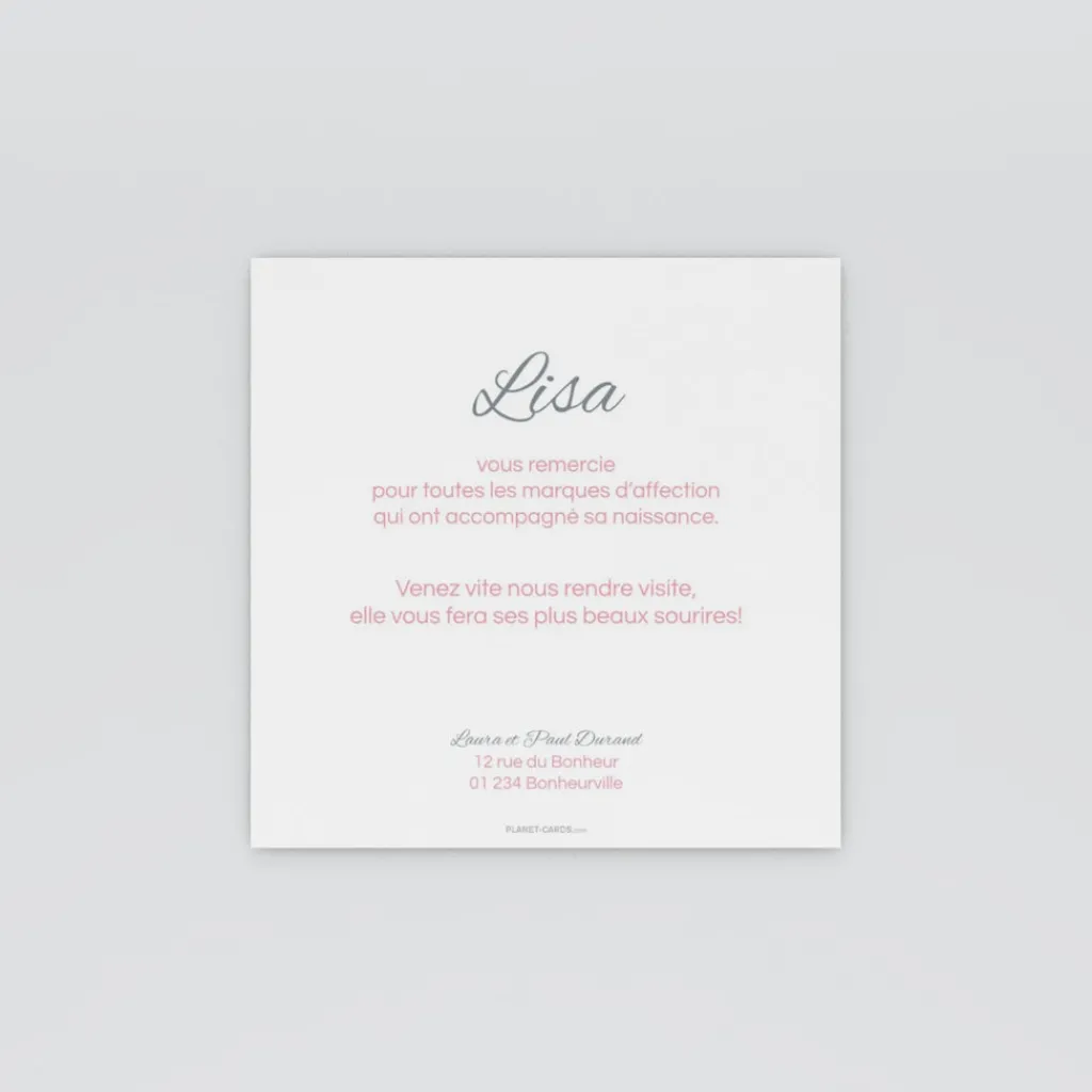Carte Remerciement Naissance Classique^Planet cards Naissance Magnifique