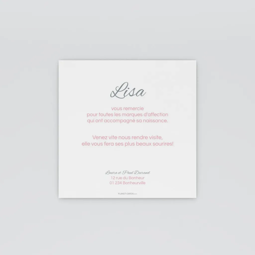 Carte Remerciement Naissance Classique^Planet cards Naissance Magnifique