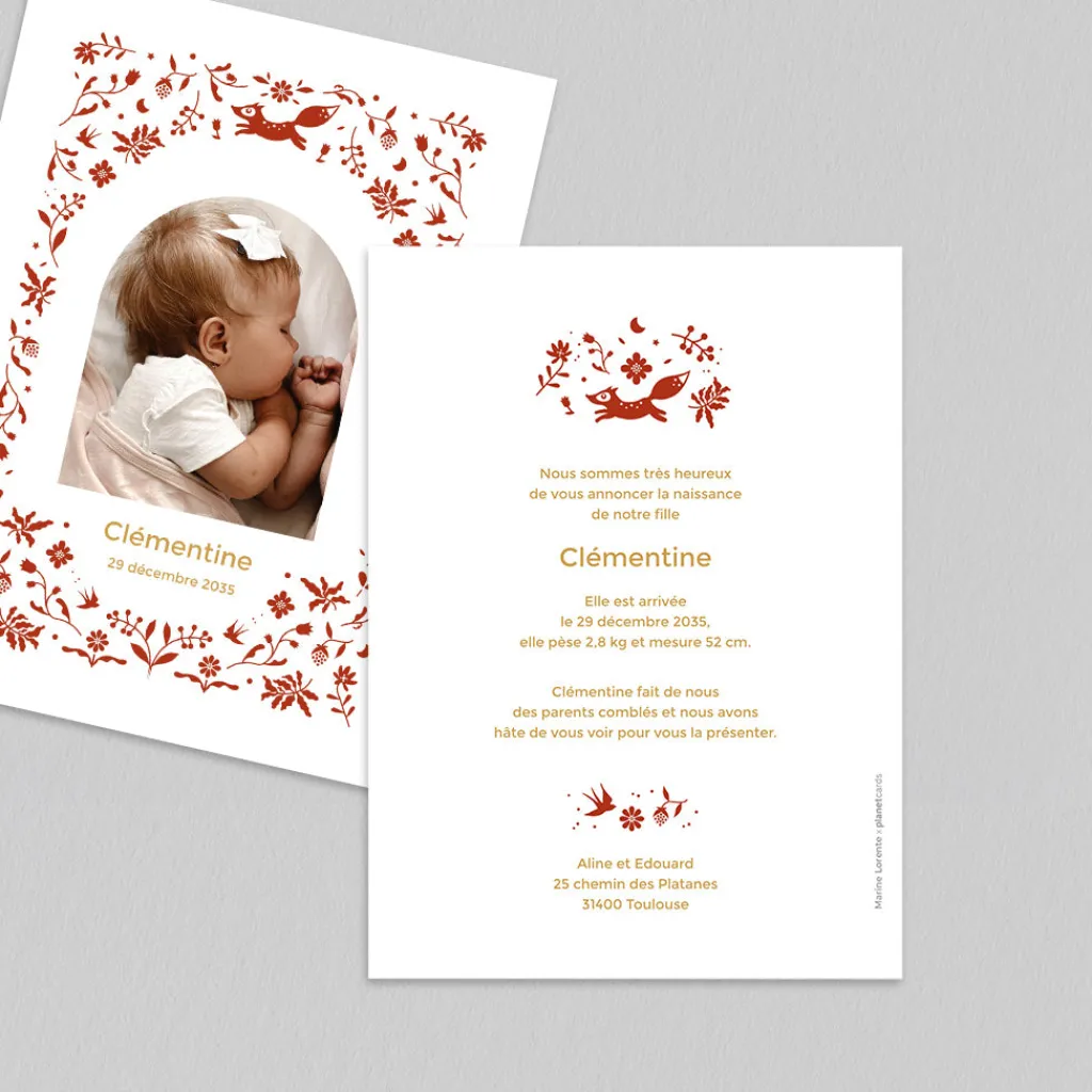 Faire-part Naissance Animaux | Créations En Collaboration^Planet cards Nature et Renard