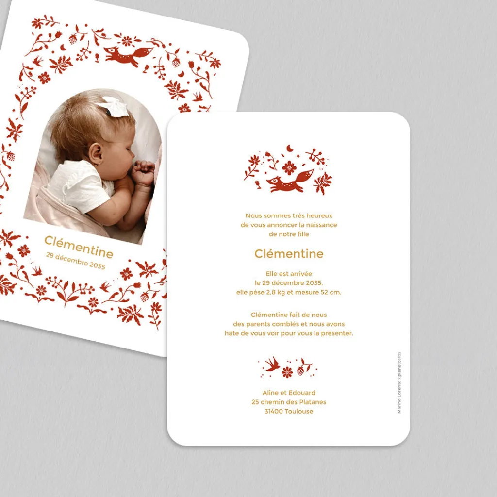 Faire-part Naissance Animaux | Créations En Collaboration^Planet cards Nature et Renard