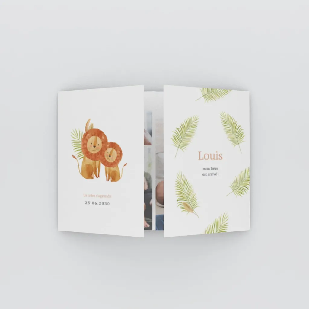 Faire-part Naissance Animaux | Faire-part Naissance Garçon^Planet cards Nos Petits Lions et Savane