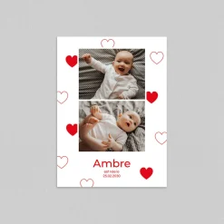 Faire-part Naissance Fille^Planet cards Notre Bébé Coeur
