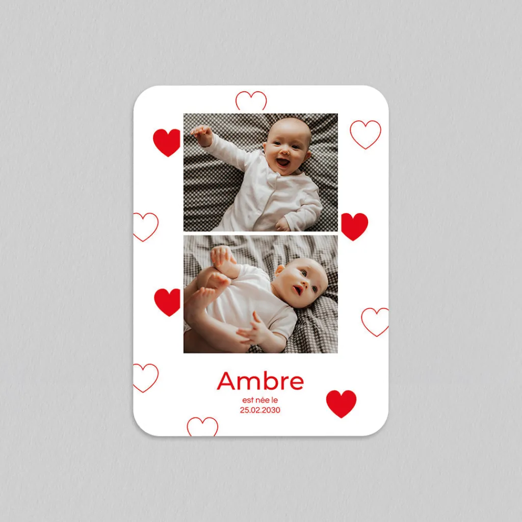 Faire-part Naissance Fille^Planet cards Notre Bébé Coeur