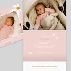 Faire-part Naissance Fille^Planet cards Notre Jolie Fleur En Photo