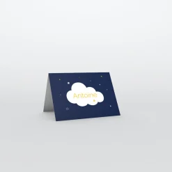 Marque-place Baptême^Planet cards Nuage et étoiles