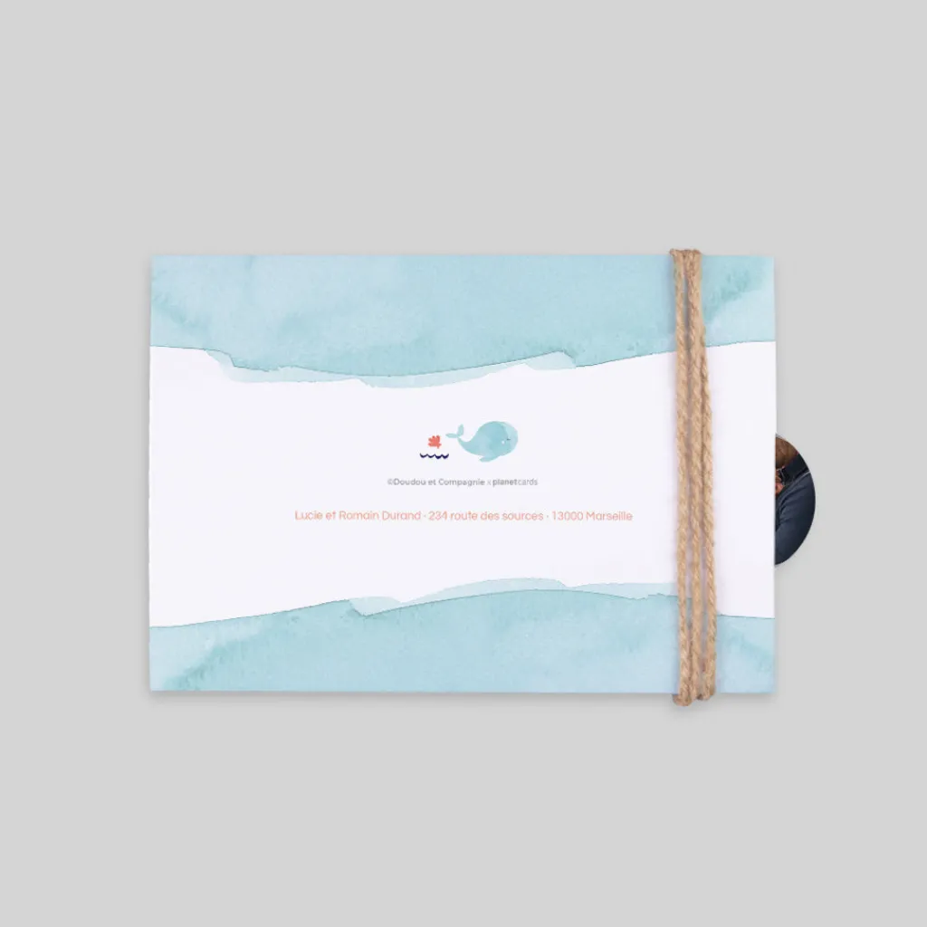 Faire-part Naissance Animaux | Créations En Collaboration^Planet cards Océan et Aquarelle Turquoise