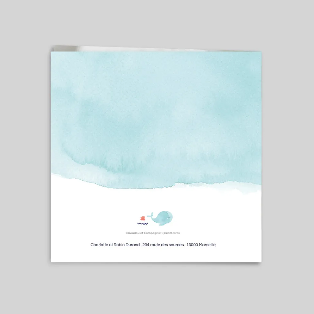 Faire-part Naissance Animaux | Créations En Collaboration^Planet cards Océan et Aquarelle Turquoise