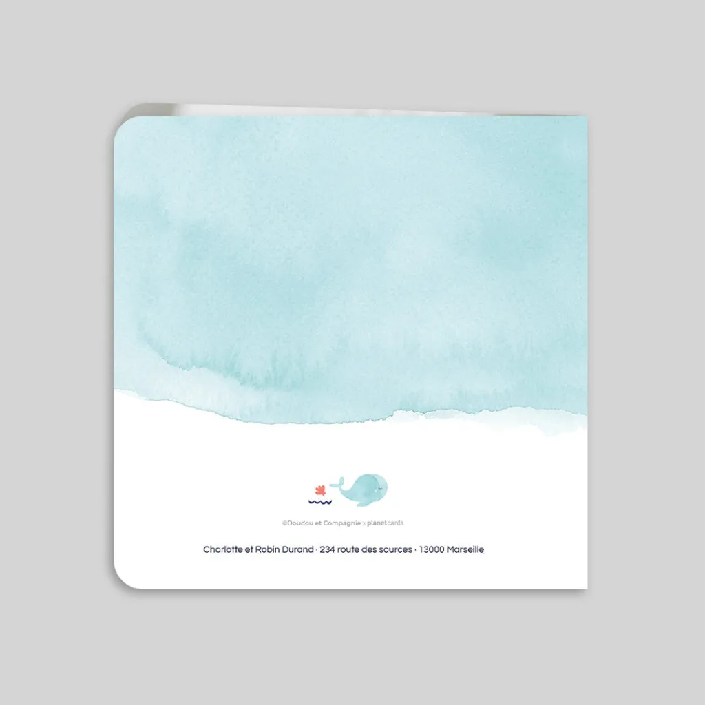 Faire-part Naissance Animaux | Créations En Collaboration^Planet cards Océan et Aquarelle Turquoise
