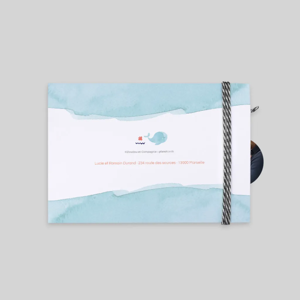 Faire-part Naissance Animaux | Créations En Collaboration^Planet cards Océan et Aquarelle Turquoise