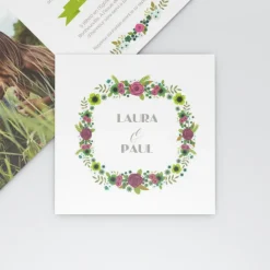 Faire-part Mariage Champêtre^Planet cards Oiseaux et couronne de fleurs