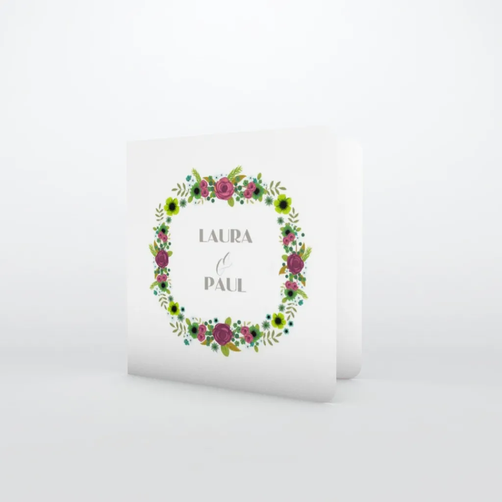 Faire-part Mariage Champêtre^Planet cards Oiseaux et couronne de fleurs