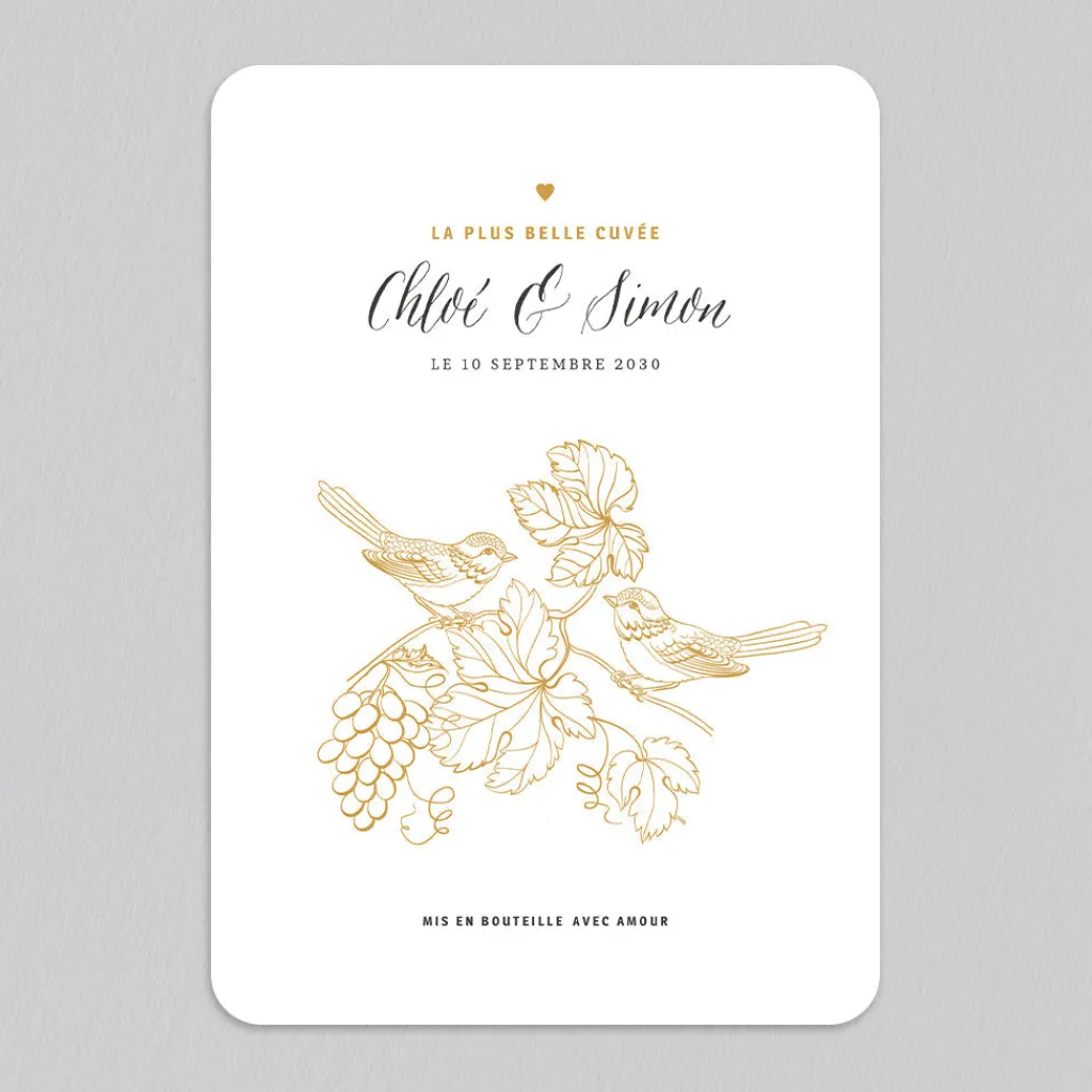 Faire-part Mariage Champêtre^Planet cards Oiseaux et vignes