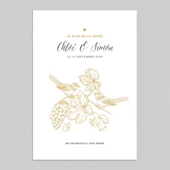 Faire-part Mariage Champêtre^Planet cards Oiseaux et vignes