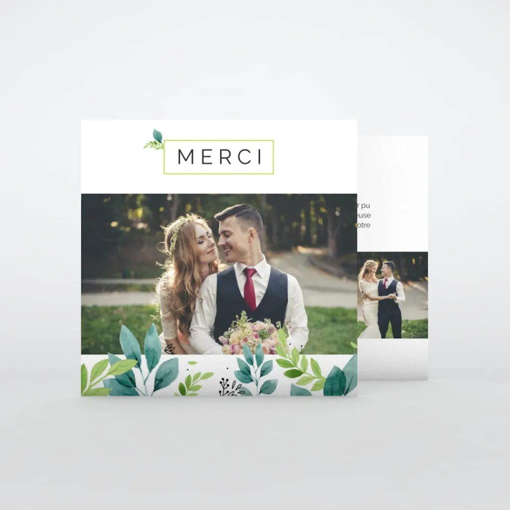 Carte Remerciement Mariage Champêtre^Planet cards Oui Fleuri