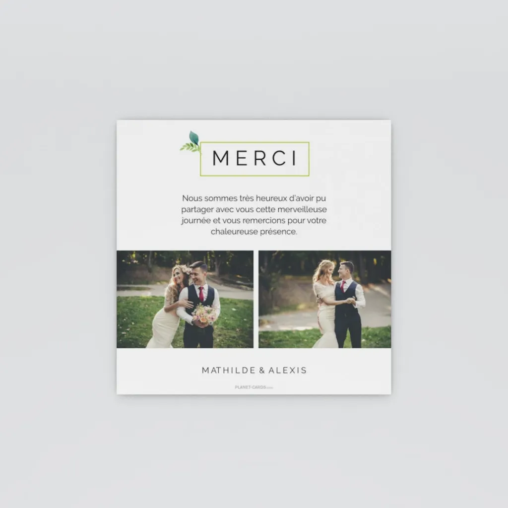 Carte Remerciement Mariage Champêtre^Planet cards Oui Fleuri