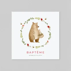 Faire-part Baptême Champêtre^Planet cards Ours des Bois