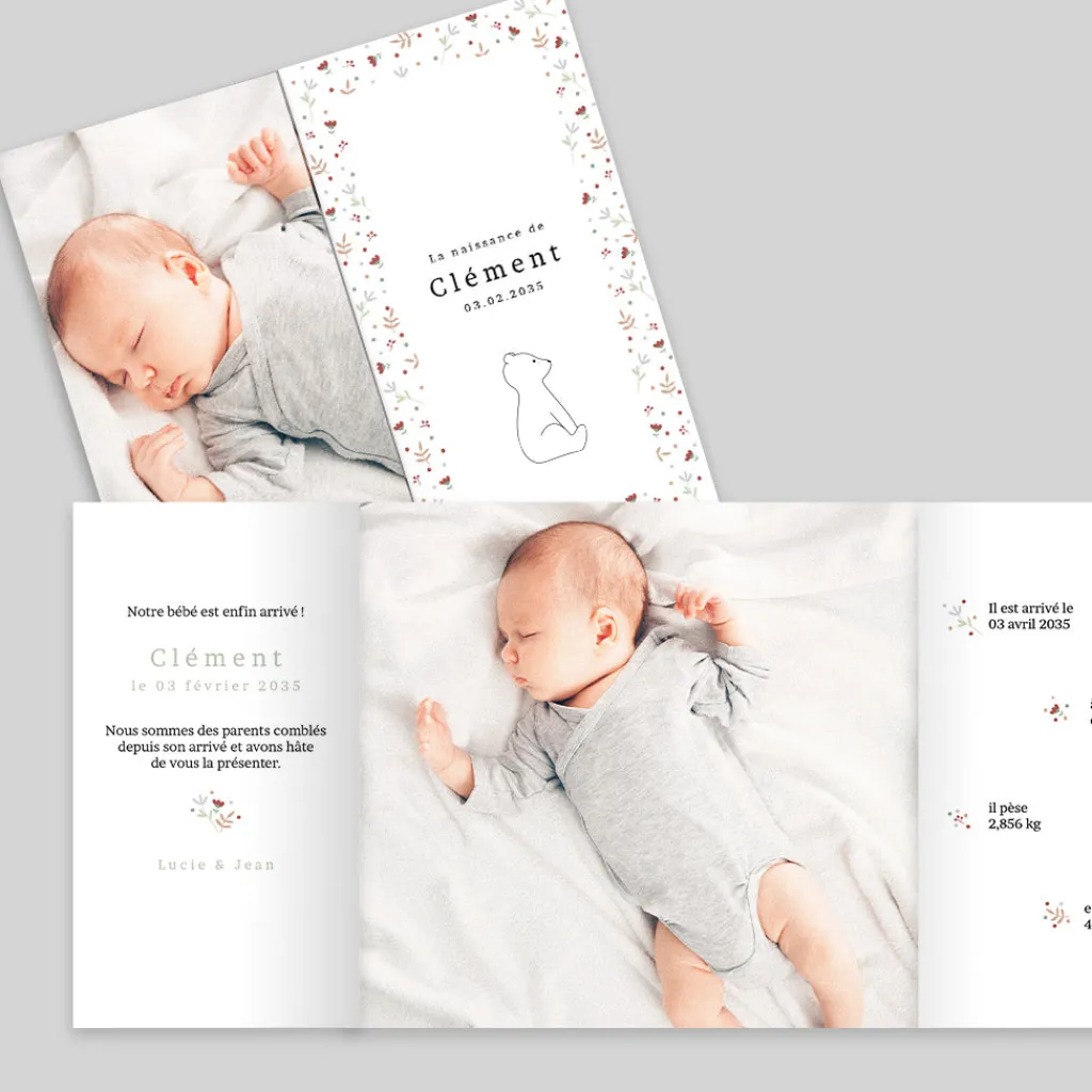 Faire-part Naissance Animaux | Faire-part Naissance Fille^Planet cards Ours et Couronne Liberty