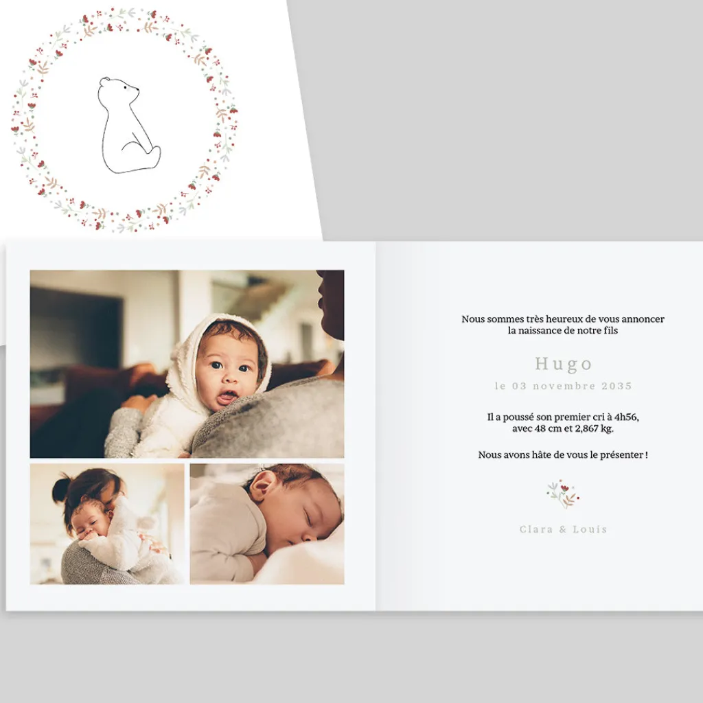 Faire-part Naissance Animaux | Faire-part Naissance Fille^Planet cards Ours et Liberty