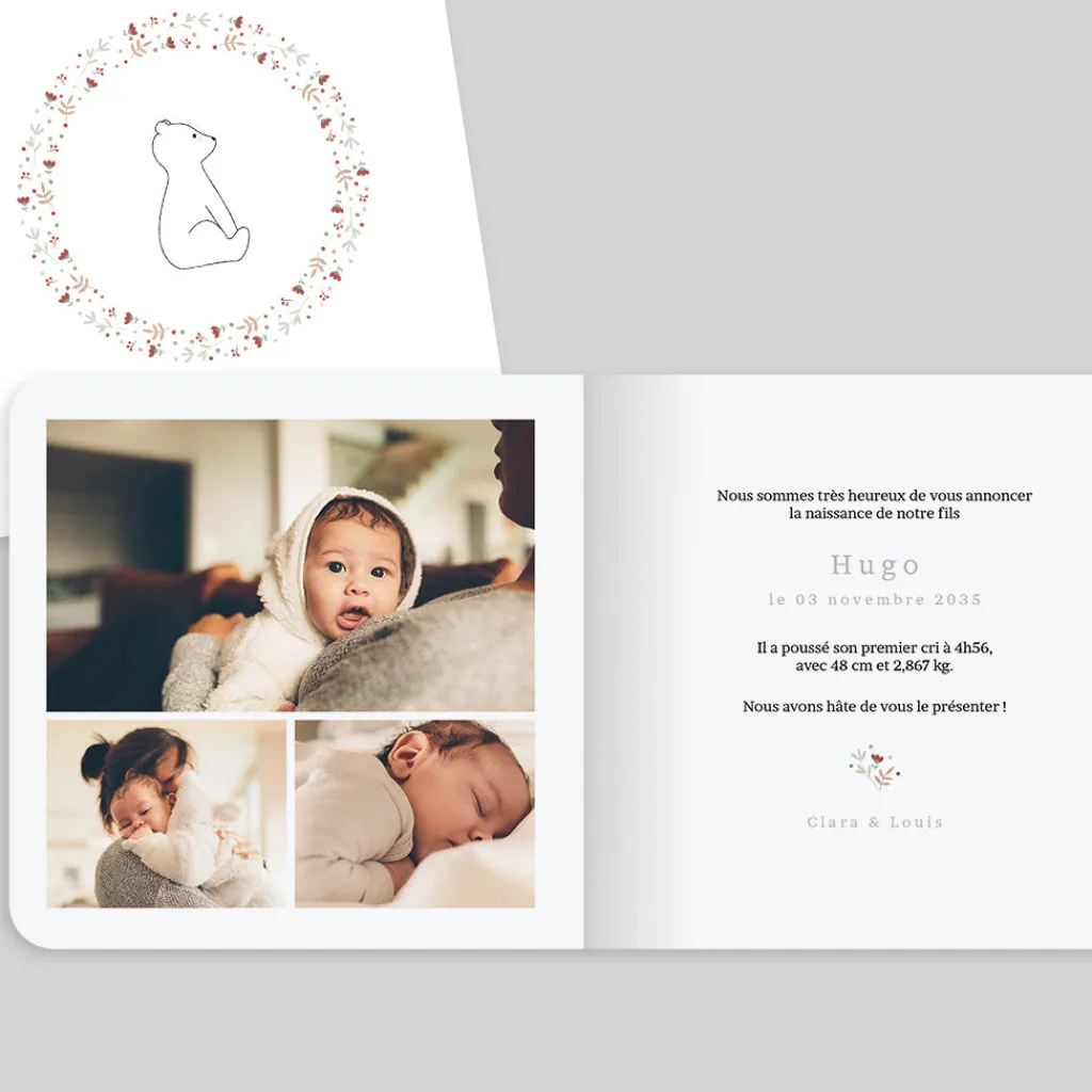 Faire-part Naissance Animaux | Faire-part Naissance Fille^Planet cards Ours et Liberty