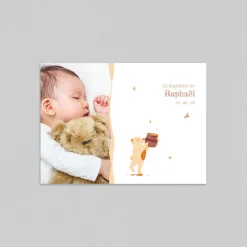 Faire-part Baptême Civil^Planet cards Ours et Petit pot de Miel