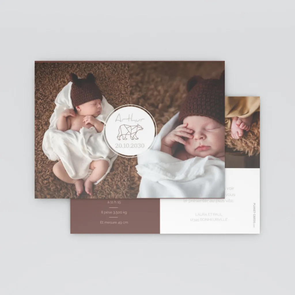 Faire-part Naissance Animaux | Faire-part Naissance Garçon^Planet cards Ours Origami