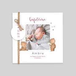 Faire-part Baptême Original^Planet cards Ourson Étoilé
