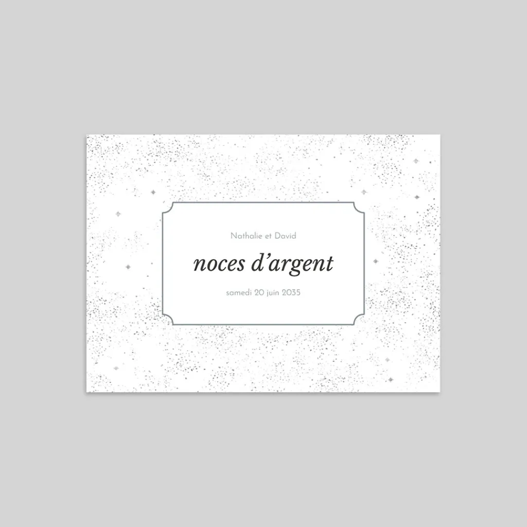 Carte Invitation Noces D'argent | Carte Invitation Noces D'argent^Planet cards Paillettes d'Argent