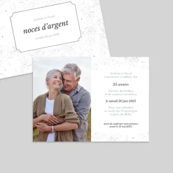 Carte Invitation Noces D'argent | Carte Invitation Noces D'argent^Planet cards Paillettes d'Argent