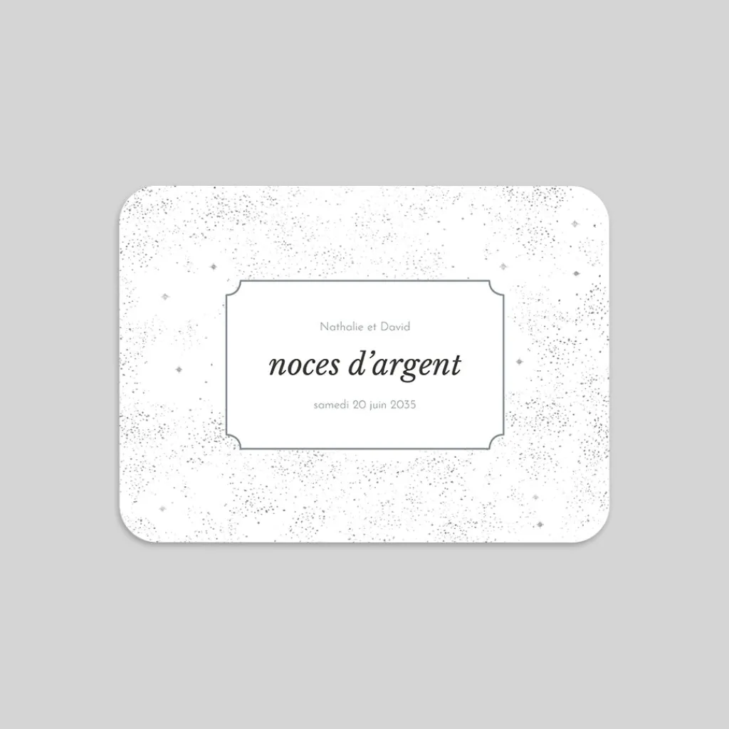 Carte Invitation Noces D'argent | Carte Invitation Noces D'argent^Planet cards Paillettes d'Argent