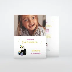 Carte Invitation Anniversaire Enfant Animaux | Carte Invitation Anniversaire Enfant Fille^Planet cards Panda festif