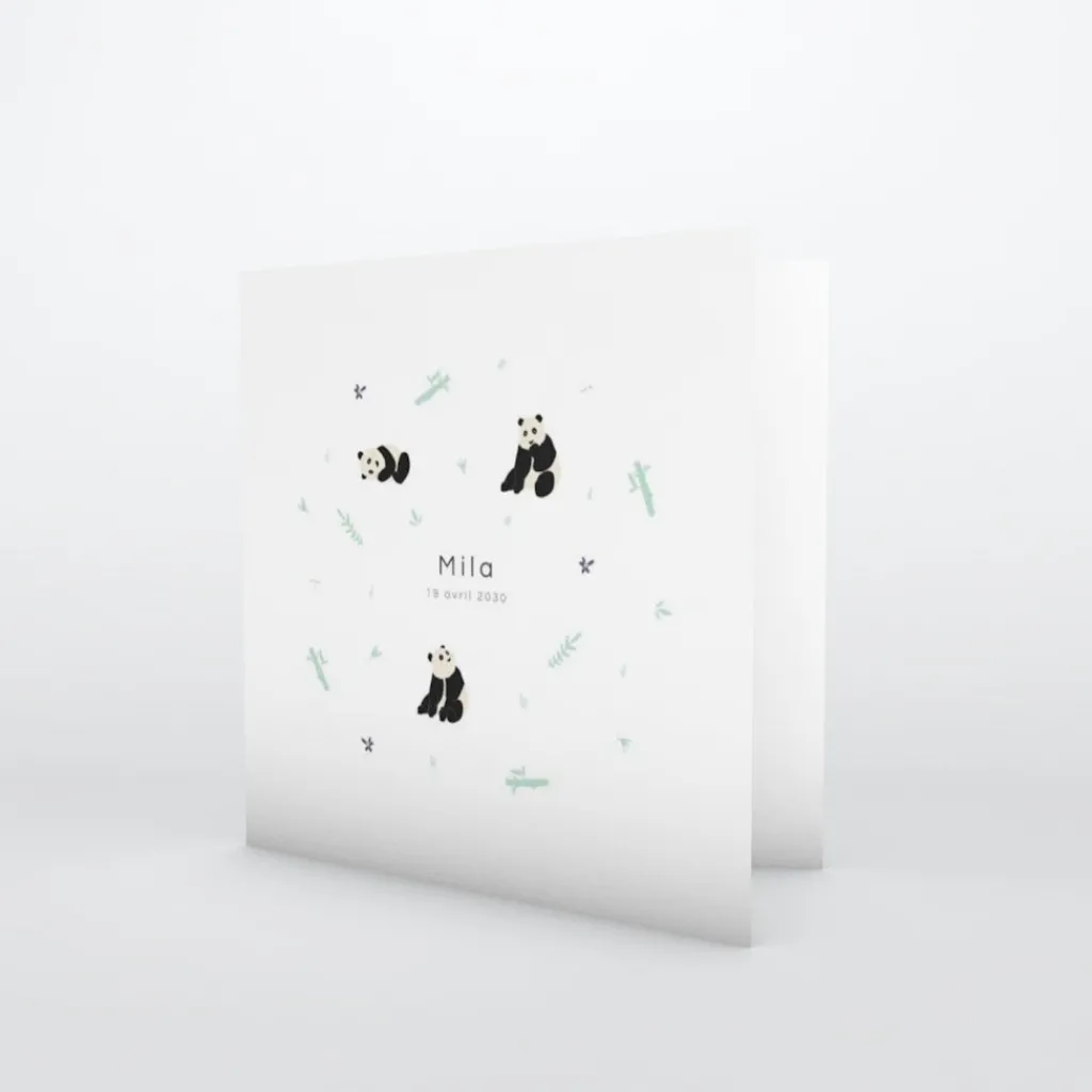 Faire-part Naissance Animaux^Planet cards Panda Nature