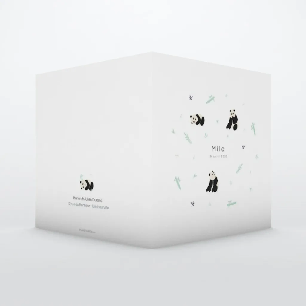 Faire-part Naissance Animaux^Planet cards Panda Nature