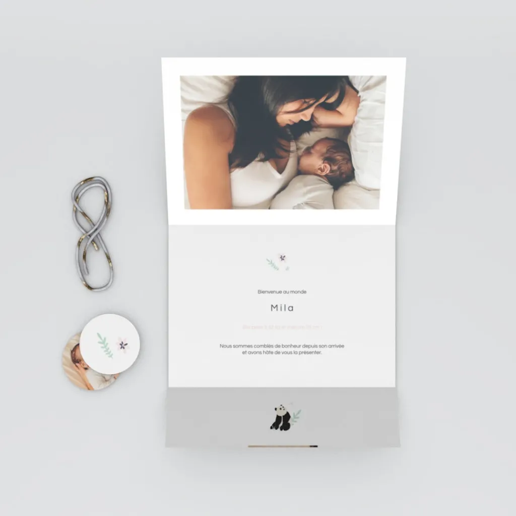 Faire-part Naissance Animaux^Planet cards Panda Nature