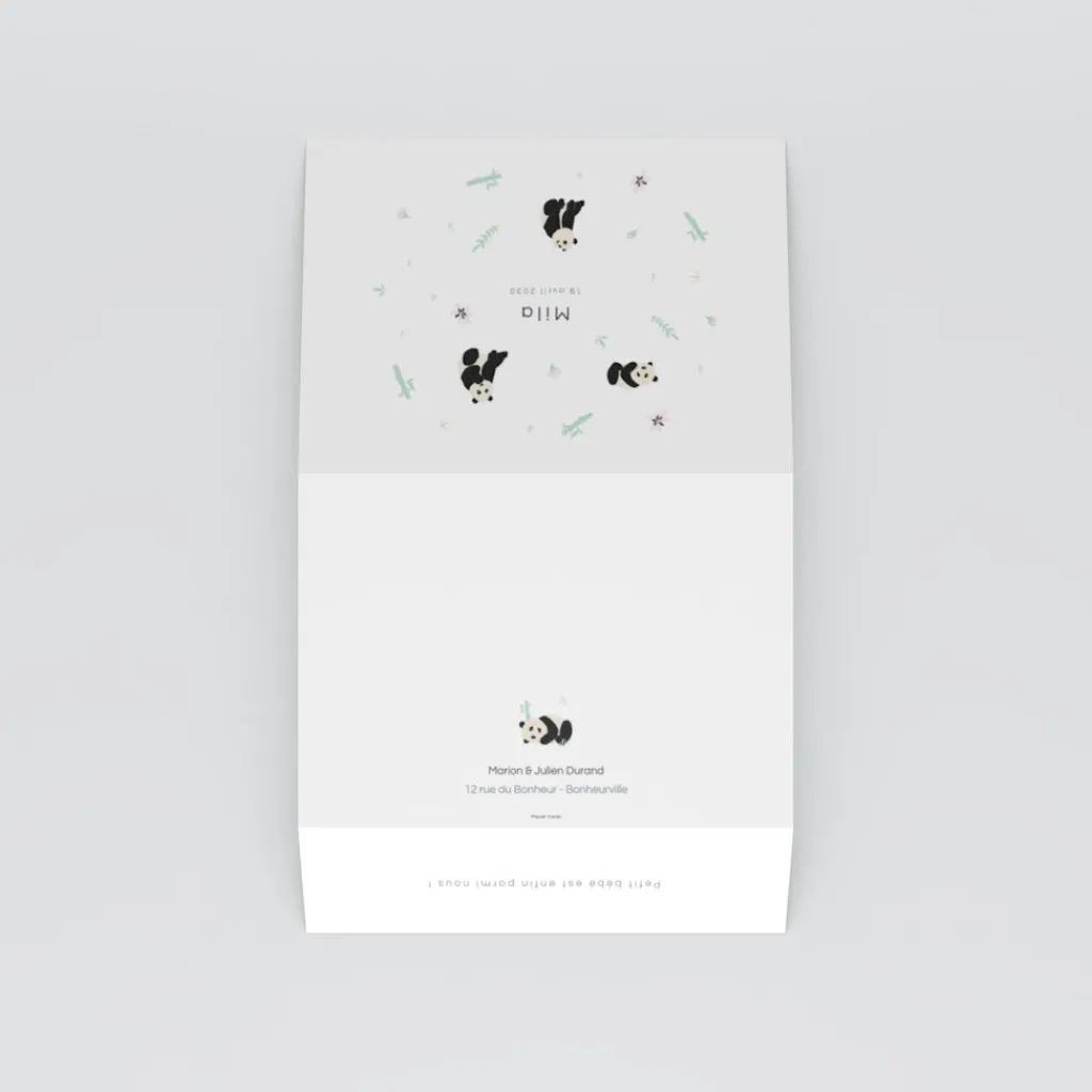 Faire-part Naissance Animaux^Planet cards Panda Nature