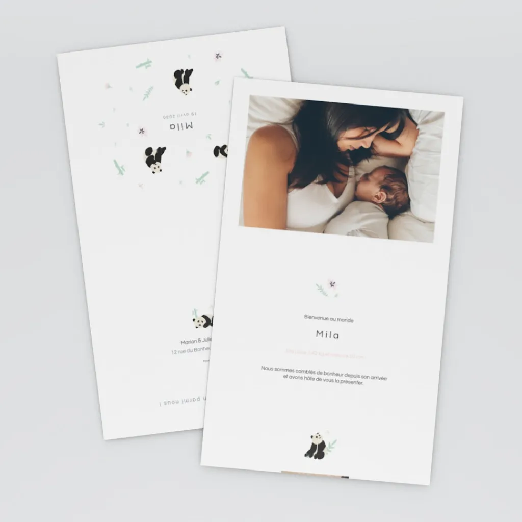 Faire-part Naissance Animaux^Planet cards Panda Nature