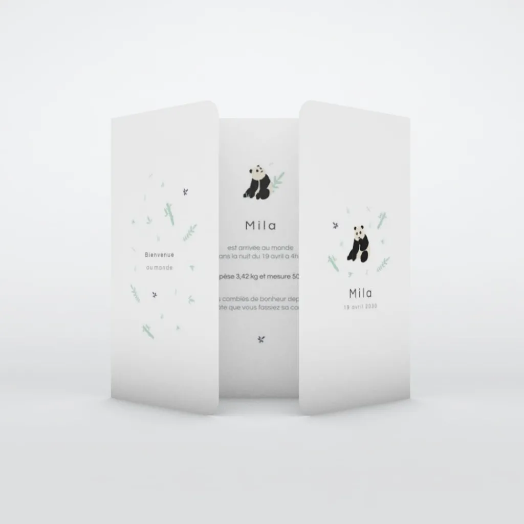 Faire-part Naissance Animaux^Planet cards Panda Nature