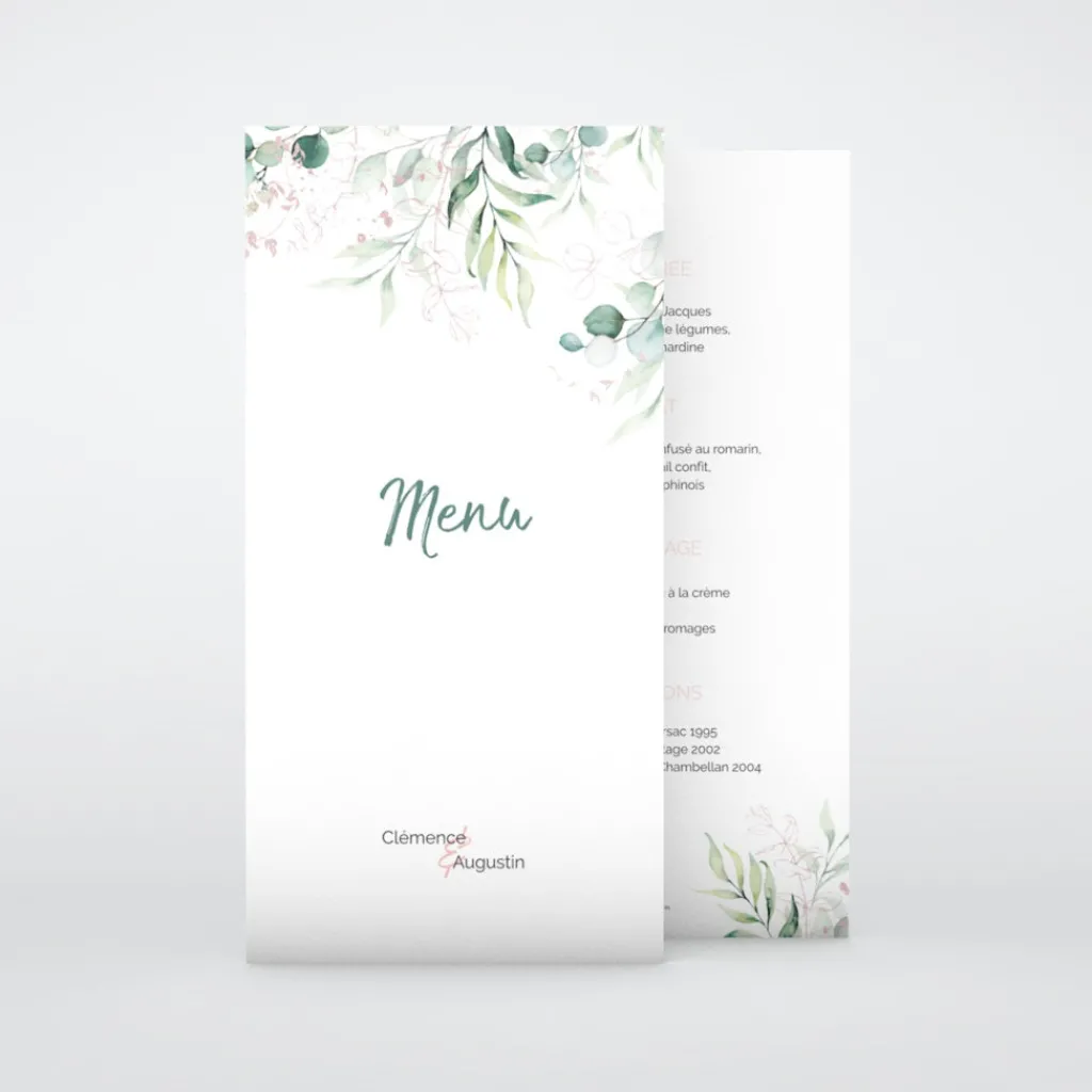 Menu De Mariage^Planet cards Pastel et Eucalyptus