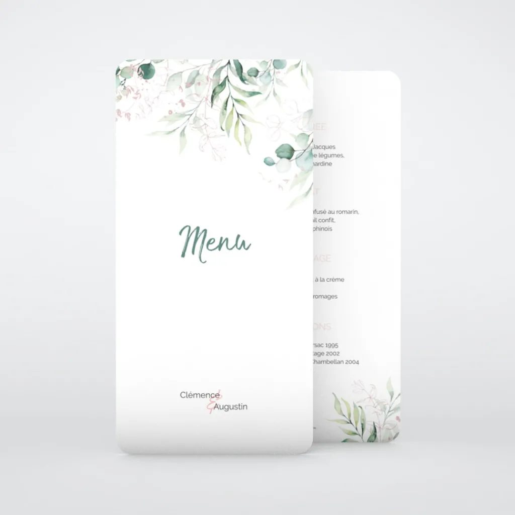 Menu De Mariage^Planet cards Pastel et Eucalyptus