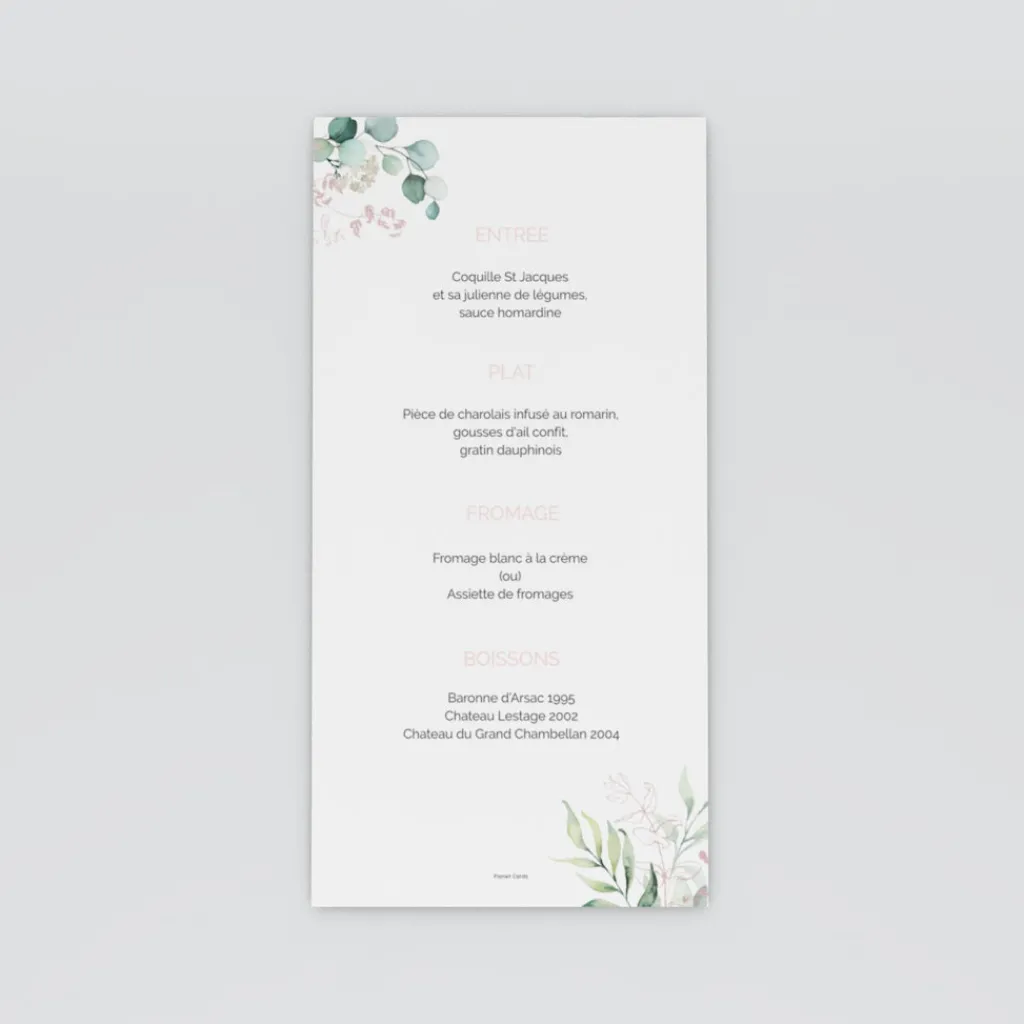 Menu De Mariage^Planet cards Pastel et Eucalyptus