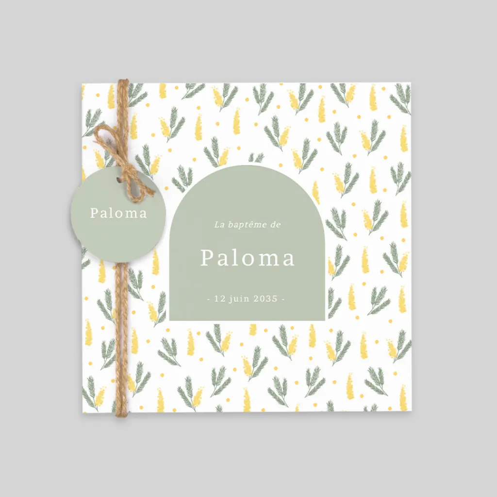 Faire-part Baptême Champêtre^Planet cards Petit Mimosa Champêtre