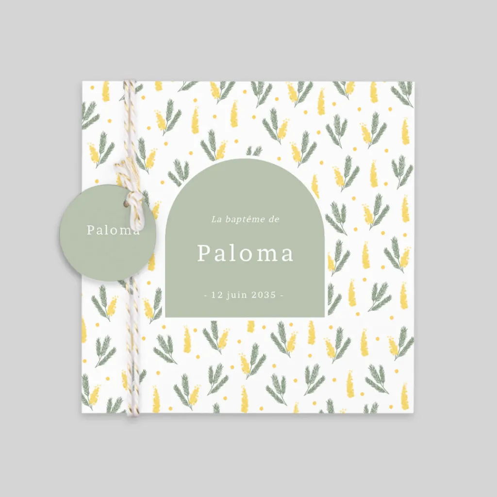 Faire-part Baptême Champêtre^Planet cards Petit Mimosa Champêtre