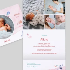 Faire-part Naissance Animaux | Créations En Collaboration^Planet cards Petit Océan à l'Aquarelle Rose