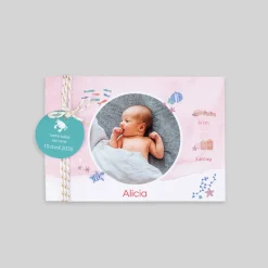 Faire-part Naissance Animaux | Créations En Collaboration^Planet cards Petit Océan à l'Aquarelle Rose