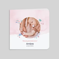 Faire-part Naissance Animaux | Créations En Collaboration^Planet cards Petit Océan à l'Aquarelle Rose