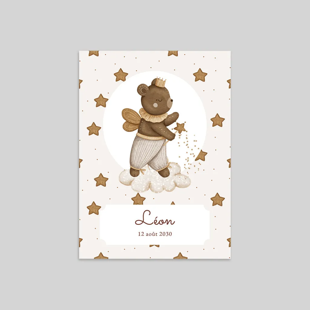Faire-part Naissance Animaux | Faire-part Naissance Garçon^Planet cards Petit Ours et étoiles